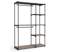 SONGMICS Armario de Ropa, Armario Plegable, Perchero con Barras, Armario de Almacenamiento Abierto, Organizador de Almacenamiento, Guardarropa, Dormitorio, 43 x 124 x 182 cm, Negro/Topo Mole