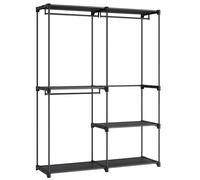 SONGMICS Armario de Ropa, Perchero, Burro Ropa, 138 x 43 x 182 cm, 3 Secciones para Colgar, con Compartimentos, Gran Capacidad, para Dormitorio, Salón, Lavandería, Negro Tinta/Topo Topo