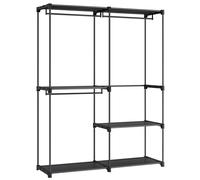 SONGMICS Armario de Ropa, Perchero, Burro Ropa, 138 x 43 x 182 cm, 3 Secciones para Colgar, con Compartimentos, Gran Capacidad, para Dormitorio, Salón, Lavandería, Negro Tinta/Topo Black ink