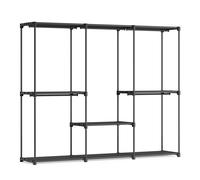 SONGMICS Armario de Ropa, Perchero, Burro Ropa, 205 x 43 x 166 cm, 5 Secciones para Colgar, con Compartimentos, Gran Capacidad, para Dormitorio, Salón, Lavandería, Negro Tinta Negro Tinta
