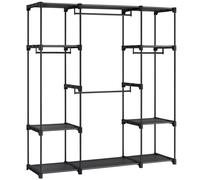 SONGMICS Armario de Ropa, Perchero, Burro Ropa, 43 x 151 x 166 cm, 4 Secciones para Colgar, con Compartimentos, Gran Capacidad, para Dormitorio, Salón, Lavandería, Negro