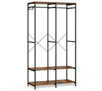 SONGMICS Armario de Ropa Portátil, Armario Plegable, Perchero, Organizador Armario, con Barras de Colgar, Estantes de Almacenamiento, Ganchos Extraíbles, 40 x 94,5 x 180 cm/40 x 141 x 180 cm, Marrón