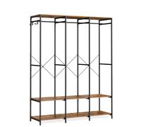 SONGMICS Armario de Ropa Portátil, Armario Plegable, Perchero, Organizador Armario, con Barras de Colgar, Estantes de Almacenamiento, Ganchos Extraíbles, 40 x 94,5 x 180 cm/40 x 141 x 180 cm, Marrón R