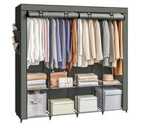 SONGMICS Armario de Tela, 4 Barras de Ropa, Estantes, 170 x 45 x 167 cm | Ropero Plegable, Armarios Dormitorio, 4 Bolsillos Laterales, Verde Laurel, Colección RYLAN RYG094C02