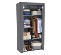 SONGMICS Armario de Tela, Armario de Ropa, con 1 Barra Colgante, 6 Estantes, Tela no Tejida, Marco de Metal, 45 x 88 x 168 cm, para Dormitorio, Pasillo, Gris RYG84G
