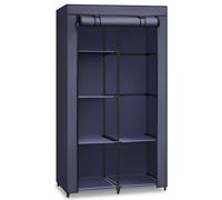 SONGMICS Armario de Tela, Armario de Ropa, con 1 Barra Colgante, 6 Estantes, Tela no Tejida, Marco de Metal, 45 x 88 x 168 cm, para Dormitorio, Pasillo, Azul Oscuro/Gris/Negro/Verde Oliva Negro