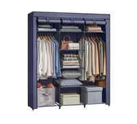 SONGMICS Armario de Tela, Armario Portátil con Barra Colgante, Perchero Plegable, para Vestuario, Dormitorio, Cuarto de Estudio, 45 x 150 x 175 cm, Azul Oscuro/Verde Salvia/Negro/Gris/Beige