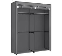 SONGMICS Armario de Tela, Armario Portátil con Barras para Colgar, Perchero, Plegable, Guardarropa, para Dormitorio, Estudio, 140 x 43 x 174 cm, Gris/Negro Tinta/Violeta Lavanda Grey