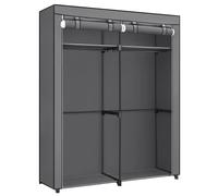 SONGMICS Armario de Tela, Armario Portátil con Barras para Colgar, Perchero, Plegable, Guardarropa, para Dormitorio, Estudio, 140 x 43 x 174 cm, Gris/Negro Tinta/Violeta Lavanda Gris