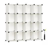 SONGMICS Armario Modular, 16 Cubos, Zapatero Modular, 123 x 31 x 123 cm | Cubos Apilables, Estante de Plástico PP, Divisor, para Dormitorio, Oficina, Blanco, Colección DAMION LPC442M01
