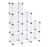 SONGMICS Armario Modular, 9 Cubos, Estante de Plástico PP | Zapatero Modular, Cubos Apilables, Divisor, para Dormitorio, Oficina, 31 x 93 x 93 cm, Blanco, Colección DAMION LPC115S