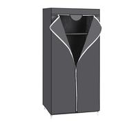 SONGMICS Armario Plegable de Tela con Barra de Colgar, Organizador para Ropa, Zapatos, Juguetes - Ahorra Espacio 75 x 45 x 160 cm - Gris/Negro -