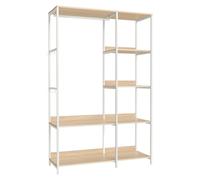 SONGMICS Armario Ropero, Perchero con Barras para Colgar, 98x40x181 cm | Organizador de Armario, Estantes de Almacenamiento, Ganchos Extraíbles, Beige y Blanco, Colección BLOCHIC RGR024W01