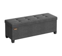 SONGMICS Banco de Almacenamiento, con Patas, Baúl Plegable con Tapa Abatible, para pie de cama, para Dormitorio, Recibidor, Tela con Aspecto de Lino, 110 cm, Gris Pizarra
