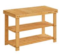 SONGMICS Banco Zapatero de bambú, Color La Naturaleza, 70 x 28 x 45 cm La Naturaleza