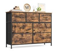 SONGMICS BELLAH Colección - Cómoda, con 7 Cajones para Dormitorio, Mueble de Almacenaje, Acero, MDF, Tela no Tejida, para Dormitorio, Armario, Recibidor y Salón, Negro Tinta y Negro Ébano LGS323BH04