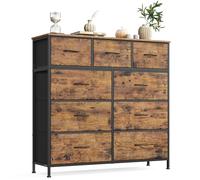 SONGMICS BELLAH Colección - Cómoda, con 9 Cajones para Dormitorio, Mueble de Almacenaje, Acero, MDF, Tela no Tejida, Dormitorio, Armario, Recibidor y Salón, Marrón Vintage y Negro Tinta LGS324BH04