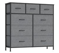 SONGMICS BELLAH Coleccion -Comoda, con 9 Cajones para Dormitorio, Mueble de Amacenaje, Acero, para Dormitorio, Armario, Recibidor y Salon, Gris Pizarra LGS324G101