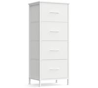 SONGMICS BELLAH Collection - Cómoda, Unidad de Almacenamiento, para Dormitorio, Armario, Pasillo, Salón, Acero, 4 Cajones, Moderno, Marrón Rústico y Negro Tinta/Blanco Nube y Blanco Nieve