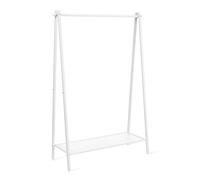 SONGMICS Burro de Ropa, Perchero Burro, Estructura de Acero, con Barra Colgante y Estante, 33,5 x 92,5 x 153 cm, para Dormitorio, Vestuario, Lavandería, Blanco HSR023W01