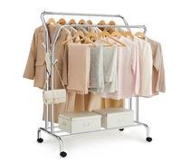 SONGMICS Burro para Ropa con Ruedas, Tubo de Acero, 100 kg