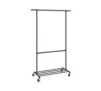 SONGMICS Burro Perchero, Perchero Doble con Ruedas, Barra Central Regulable en Altura, Burro Ropa con Estante, Máx. capacidad de carga 110 kg, Blanco Clásico/Negro Clásico Classic black
