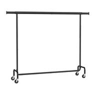 SONGMICS Burro Ropa con Ruedas, Perchero Burro Extensible con Carga Pesada, Capacidad de Carga de 110 kg, 45 x (160-200) x 162,9 cm, Fácil de Montar, Portátil, Negro Mate/Plata Plata