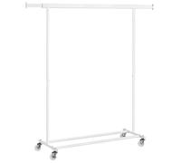 SONGMICS Burro Ropa con Ruedas, Perchero Burro Extensible con Carga Pesada, Capacidad de Carga Máx. de 90 kg, Fácil de Montar, Portátil, Blanco Clásico/Negro/Plata/Oro Pálido/Rosa Jalea/Gris Paloma Gr