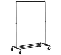 SONGMICS Burro Ropa, Perchero Burro con Ruedas, Capacidad de Carga de 90 kg, Perchero con Barra para Colgar, Estante de Almacenamiento, Estilo Industrial, Negro/Blanco Negro