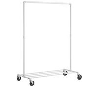 SONGMICS Burro Ropa, Perchero Burro con Ruedas, Capacidad de Carga de 90 kg, Perchero con Barra para Colgar, Estante de Almacenamiento, Estilo Industrial, Negro/Blanco White