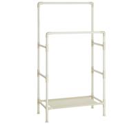 SONGMICS Burro Ropa, Perchero Burro de Metal con 2 Barras Colgantes, con un Estante de Almacenamiento, Capicidad de Carga 55 kg, Montaje Fácil, Blanco/Gris/Negro Blanco