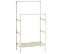 SONGMICS Burro Ropa, Perchero Burro de Metal con 2 Barras Colgantes, con un Estante de Almacenamiento, Capicidad de Carga 55 kg, Montaje Fácil, Blanco/Gris/Negro White