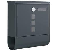 SONGMICS Buzón, Buzón de Correos, Cerradura con Cilindro de Cobre y Tapa Giratoria, Placa de Identificación, Porta-Periódicos, Fácil Montaje, 10 x 30,8 x 33,8 cm, Gris Antracita/Negro/Plata Negro