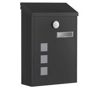 SONGMICS Buzón de Correos de Pared, Acero, 21,8 x 9 x 31,8 cm | con Techo Inclinado, Cerradura y Ventanas de Visualización, para Exterior, Negro, Colección POSTER GMB032BZ01