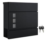 SONGMICS Buzón de Correos de Pared con Cerradura y Porta-Periódicos | Buzón Moderno, Fácil de Instalar, Negro, Colección POSTER GMB052B01