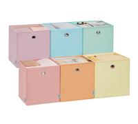 SONGMICS Caja de Almacenaje, Juego de 6, Organizadores Plegables, 33 x 33 x 33 cm, Tela, para Estantería Cúbica, de Colores, Cesta de Almacenaje, para Dormitorio, Salón Multicolor