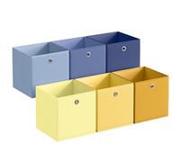 SONGMICS Caja de Almacenaje, Juego de 6, Plegables, 33 x 33 x 33 cm | Organizadores, Sin Olores, Tela, para Estantería Cúbica, para Dormitorio, Salón, Multicolor, Colección TINA RFB233XA09