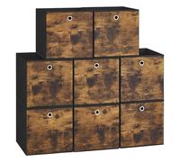 SONGMICS Caja de Almacenaje, Juego de 8, Plegable, 33 x 33 x 33 cm | Cajas de Tela, Organizador, Cestas, para Armario, para Dormitorio, Salón, Negro Tinta, Colección TINA RFB833B01