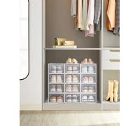 SONGMICS, caja para zapatos, paquete de 12 unidades, cajas plegables para zapatos de hasta la talla 44, color blanco