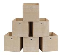 SONGMICS Cajas de Almacenamiento, Juego de 6 Cajas de Tela No Tejida con Asa, 30 x 30 x 30 cm, Unidad de Almacenamiento, para Estantes, Plegable, Almacenamiento de Ropa, Beige Arena/Topo Rosa Caramelo