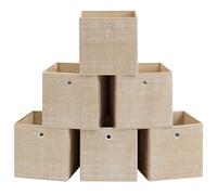 SONGMICS Cajas de Almacenamiento, Juego de 6, Plegable, 30 x 30 x 30 cm | Para Estantes, Tela No Tejida con Asa, Almacenamiento de Ropa, Beige Arena, Colección TINA RFB006K03
