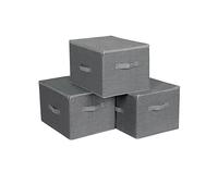 SONGMICS Cajas de Almacenamiento Plegables, con Tapas y Asas, Organizador para Juguetes, Ropa, Gris/Gris Paloma Gris