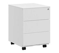 SONGMICS Cajonera, Archivador Móvil, Armario Metálico, Soporte para Impresora, con Cerradura, 3 Cajones, Premontado, Oficina, Oficina Casa, 45 x 39 x 54 cm, Blanco Mate OFC63WT