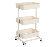 SONGMICS Carro de Almacenamiento de 3 Niveles, Estantería con Ruedas | Estantes Ajustables en Altura, con 2 Frenos, Montaje Sencillo, para Baño, Cocina, Oficina, Blanco, Colección PATAYE BSC60WT