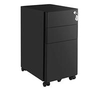 SONGMICS Cassettiera da Ufficio, Mobiletto per Documenti con Rotelle e Serratura, Corpo Preassemblato, per A4, Formato Legale e di Lettera, Cancelleria e Cartelle Sospese, Nero OFC030B01