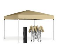 SONGMICS Cenador 3 x 3 m, Carpa Plegable, Protección Solar, Resistente a Lluvia Ligera, Portátil, para Patio, Jardín, Mercadillo, Beige GCT102LZ01