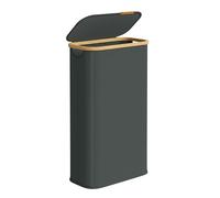 SONGMICS Cesto de Ropa con Tapa, Recogedor de Colada Estrecho, Tejido de Oxford, Plegable, Marco de Bambú, Lavadero, Dormitorio y Salón, 70 L, 42 x 22,5 x 70,5 cm, Gris Pizarra LCB517GN01