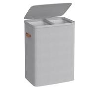 SONGMICS Cesto para la Ropa Sucia, Bolsa de Basura de 170 L, 2 Compartimentos, Fácil Montaje, con Asas para la Tapa, Bolsa Interior Extraíble, 56 x 40 x 75 cm, Gris Paloma LCB813G01
