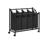 SONGMICS Cesto para Ropa Sucia con Ruedas, Carrito para Lavandería con 4 Bolsas Extraíbles, Cesta Ropa, Carro de Ropa, para Cuarto de Lavado, Dormitorio, Baño, 4 x 35 L, Negro/Gris/Beige Black