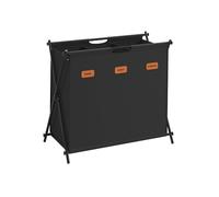 SONGMICS Cesto Ropa Sucia, Cesta para Colada, Clasificador de Ropa de 135 L, 3 Secciones, Marco en X Plegable, con Etiquetas Personalizables, Cuarto de Lavado, Dormitorio, Baño, Negro Tinta LCB130B01